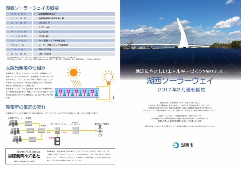 湖西ソーラーウェイ施設パンフレット表と裏の写真