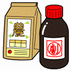 薬品類入りの瓶および紙パックのイラスト