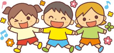 こども3人で手を繋いでいるイラスト