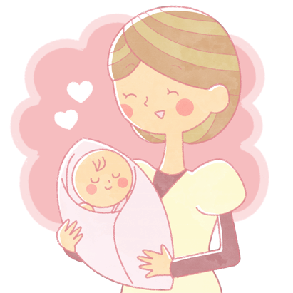 お母さんが赤ちゃんを抱いている様子