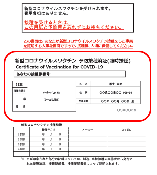 予防接種済証
