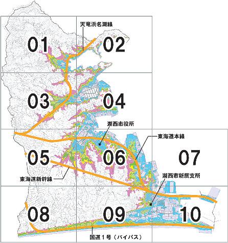 湖西市の標高マップの地図