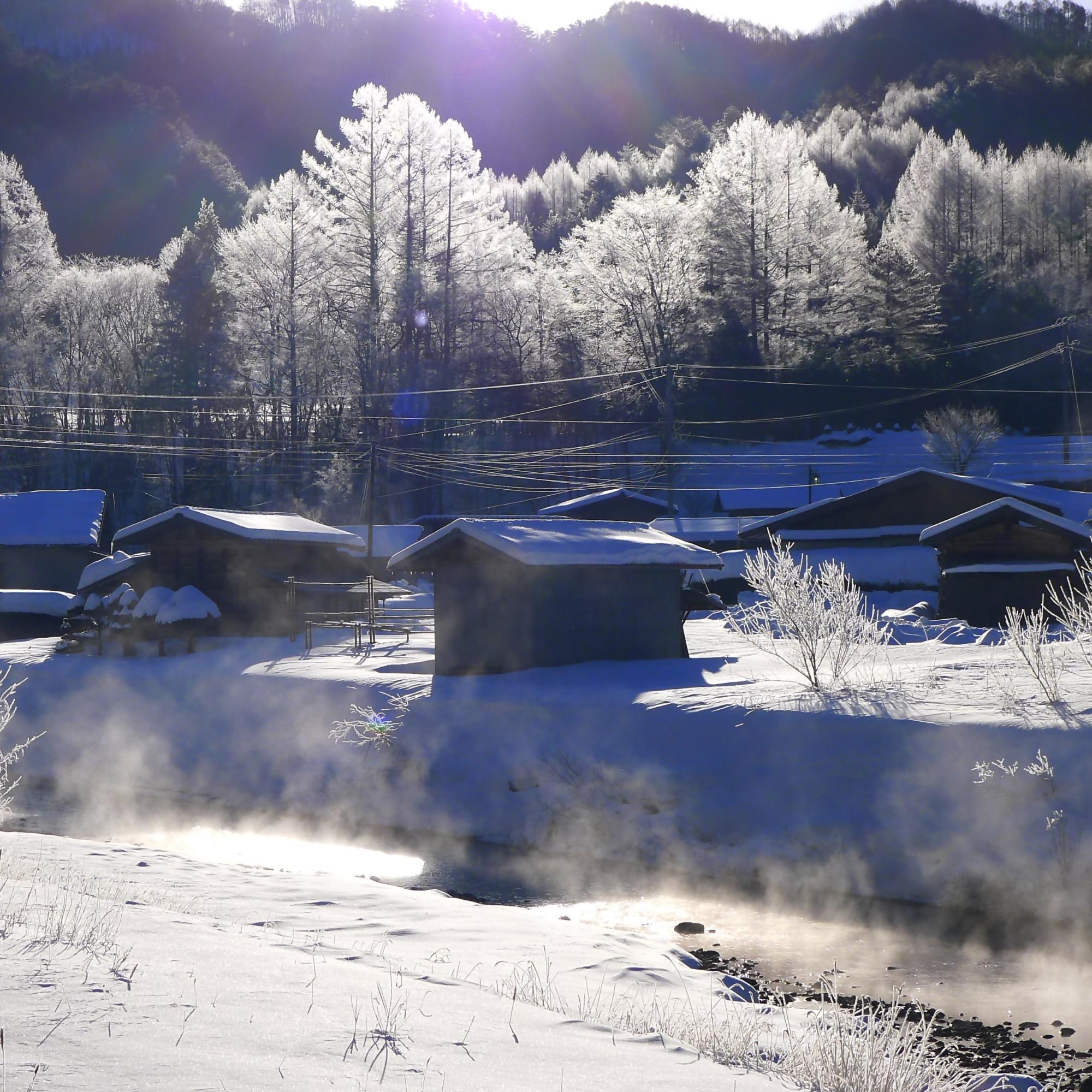 木曽町の川のけあらしの写真