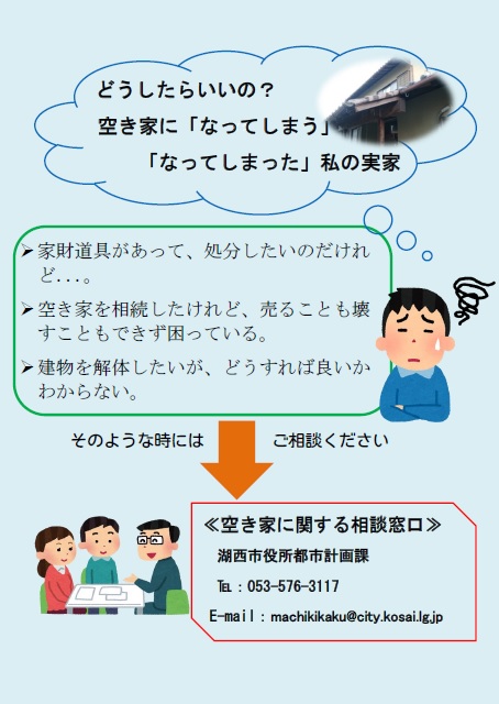 空き家に関する相談窓口を建築住宅課に設けています