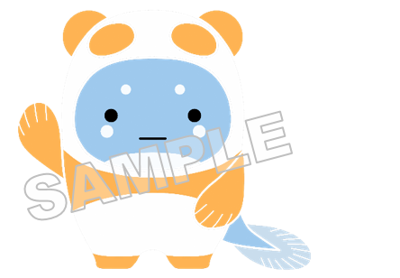 うなぽんNo.34右手上げ（主線なし）サンプル画像