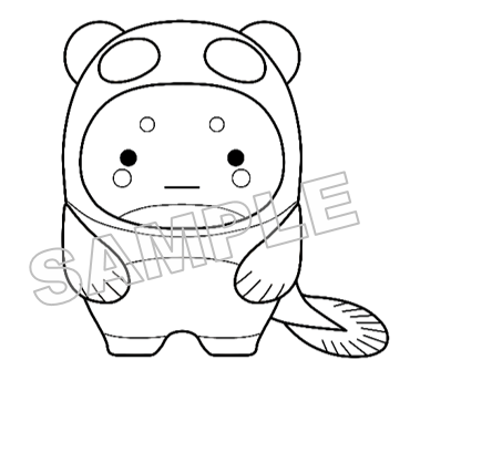 うなぽんNo.50基本ポーズ前面（線画）サンプル画像