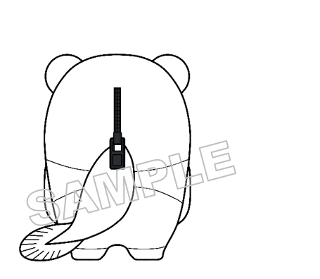 うなぽんNo.51基本ポーズ後面（線画）サンプル画像