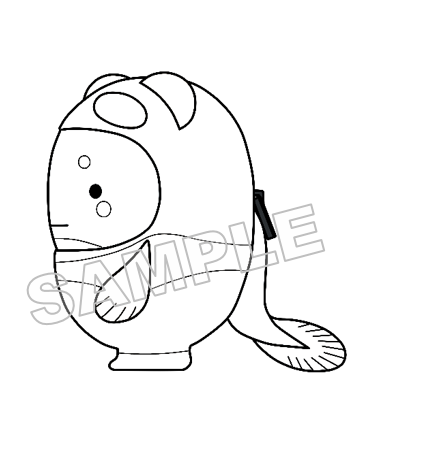 うなぽんNo.52基本ポーズ横面（線画）サンプル画像