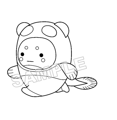 うなぽんNo.54歩く（線画）サンプル画像