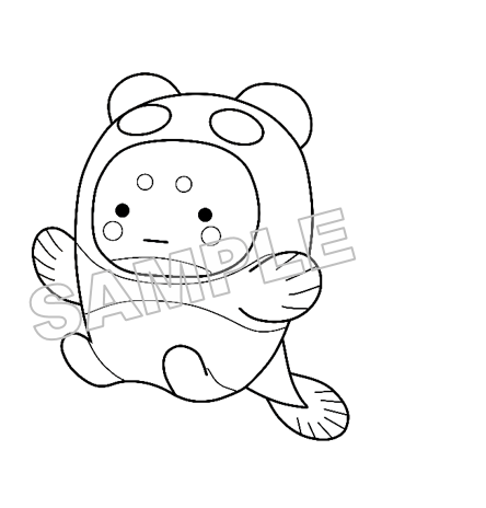 うなぽんNo.55ぶくぶく（線画）サンプル画像