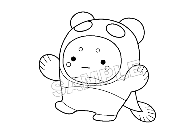 うなぽんNo.58足上げ手上（線画）サンプル画像