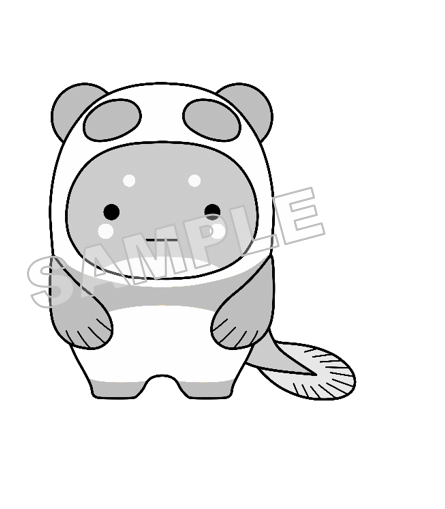 うなぽんNo.60基本ポーズ前面（グレースケール）サンプル画像