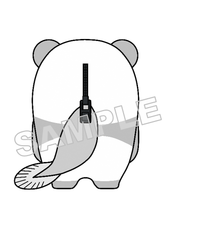 うなぽんNo.61基本ポーズ後面（グレースケール）サンプル画像