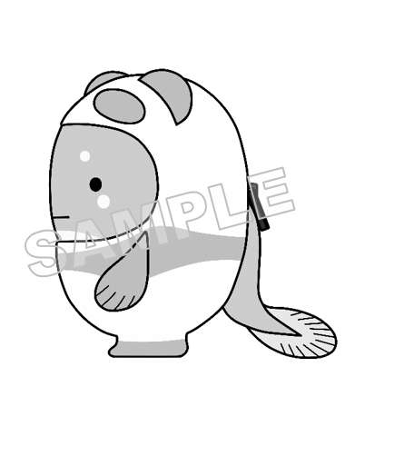 うなぽんNo.62基本ポーズ横面（グレースケール）サンプル画像