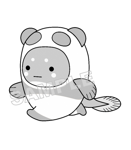 うなぽんNo.66歩く（グレースケール）サンプル画像