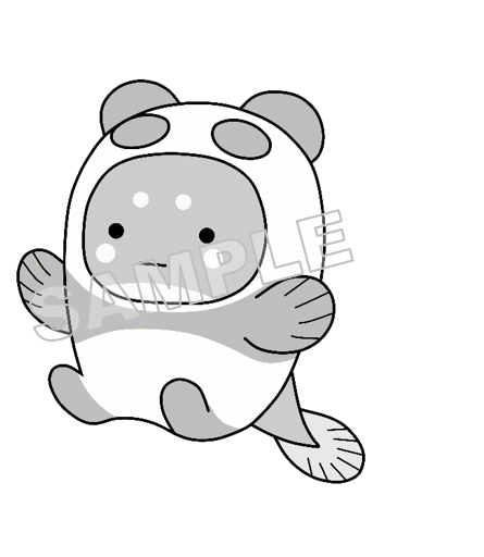 うなぽんNo.67浮いてる（グレースケール）サンプル画像