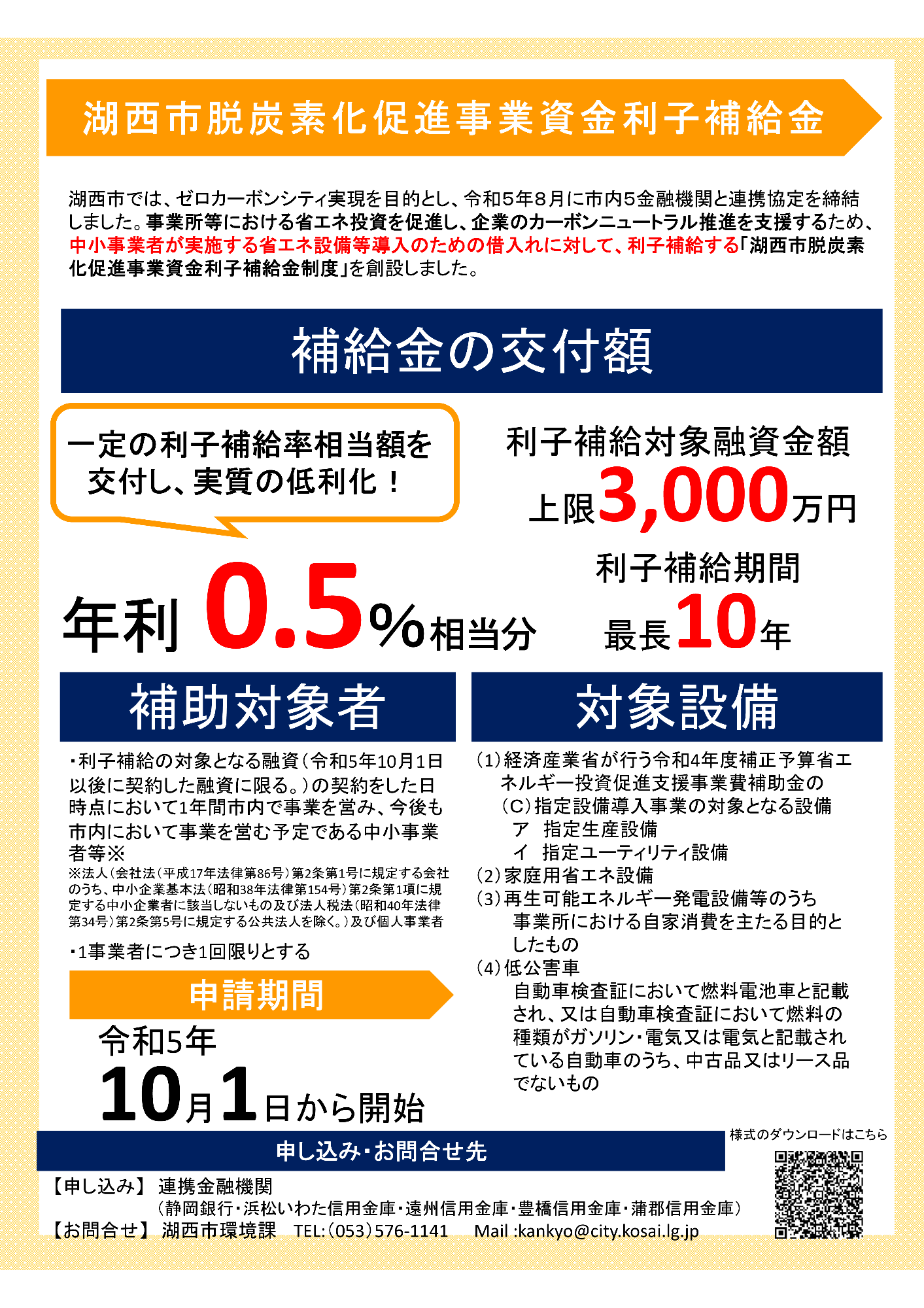 令和5年度 湖西市脱炭素化促進事業資金利子補給金