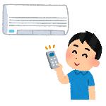 エアコンを入れる男性のイラスト