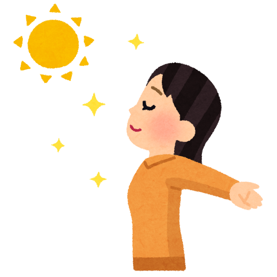 太陽光を浴びる女性のイラスト