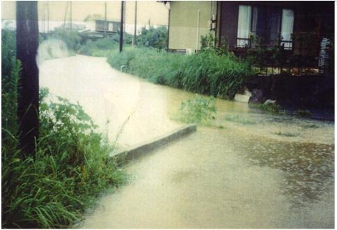 一の宮川の浸水被害状況の写真