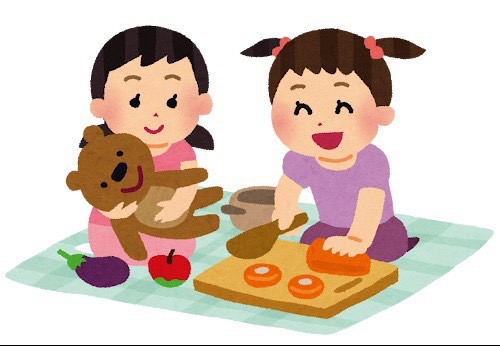 二人の女の子が遊ぶイラスト