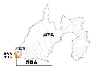 静岡県 湖西市を示した地図のイラスト
